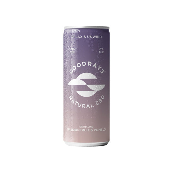 Goodrays 30mg CBD Passionfruit & Pomelo Seltzer 250ml - Elixire CBD