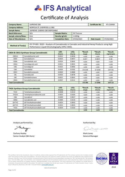 Supreme CBD 1500 mg CBD Einweg-Vape-Gerät 3000 Züge