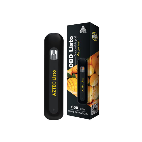 Aztec CBD Listo 500mg CBD Disposable Vape Pen - 1ml 600 Puffs - Elixire CBD