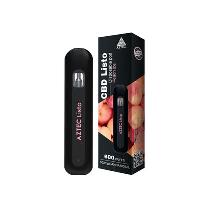 Aztec CBD Listo 500mg CBD Disposable Vape Pen - 1ml 600 Puffs - Elixire CBD