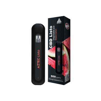 Aztec CBD Listo 500mg CBD Disposable Vape Pen - 1ml 600 Puffs - Elixire CBD