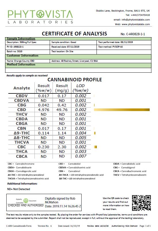 Orange County CBD 1000 mg 30 ml MCT-Öl – Bio-Kokosöl