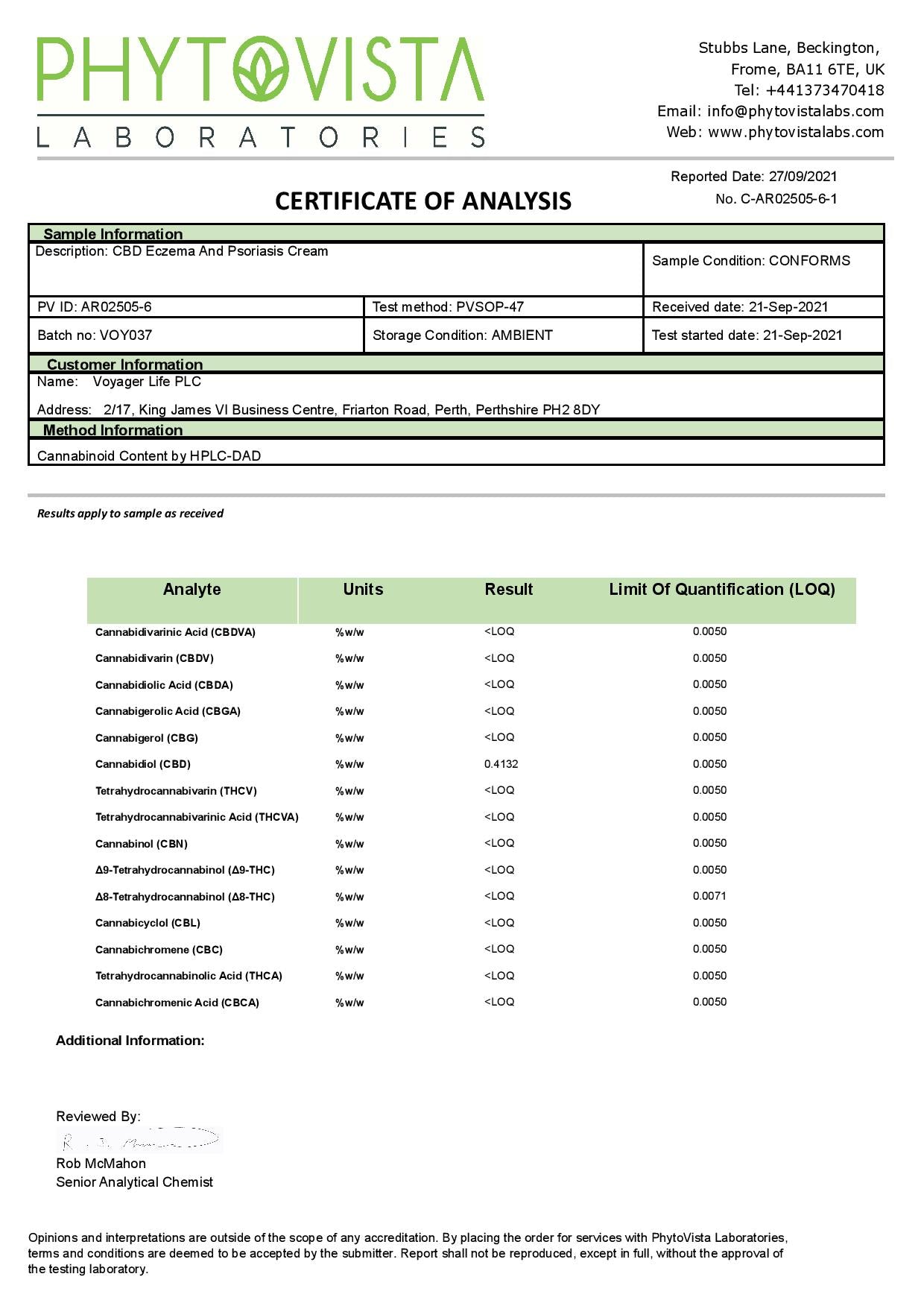 Voyager 500 mg CBD-Beruhigungscreme – 150 ml