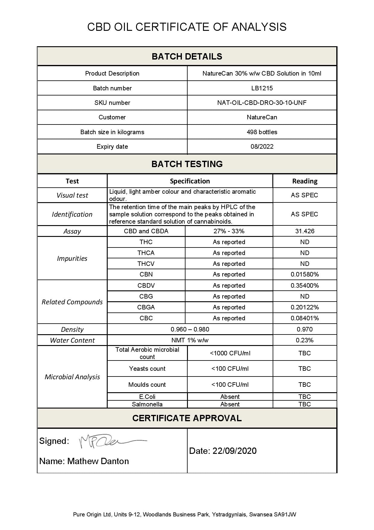 Naturecan 30% 3000mg CBD Broad Spectrum MCT Oil 10ml - Elixire CBD