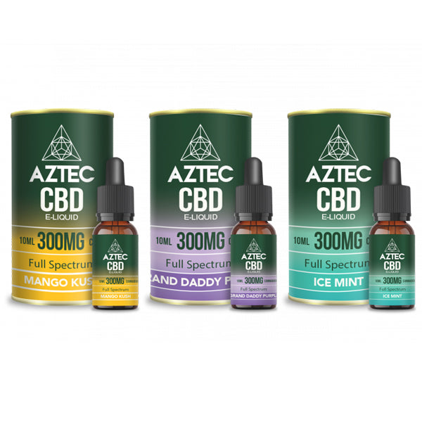 Aztec CBD 300mg CBD Vaping Liquid 10ml (50PG/50VG) - Elixire CBD