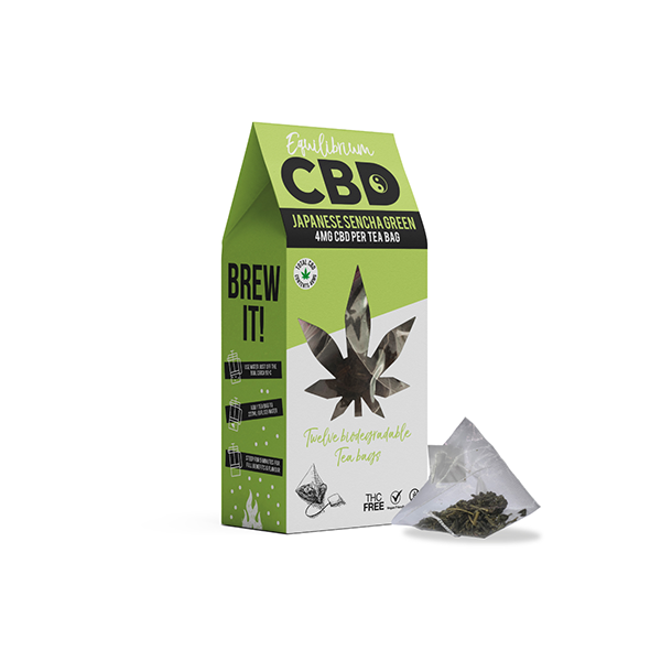 Equilibrium CBD 48mg Full Spectrum Japanese Sencha Tea Bags Box of 12 (BUY 2 GET 1 FREE) - Elixire CBD