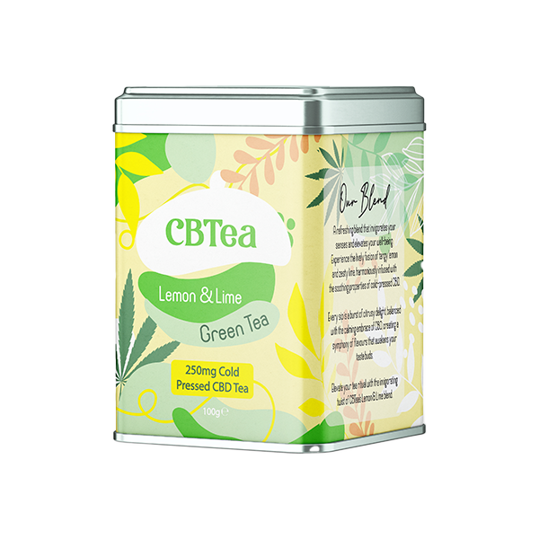 CBTea 250mg Cold Pressed Full Spectrum CBD Lemon & Lime Green Tea - 100g - Elixire CBD